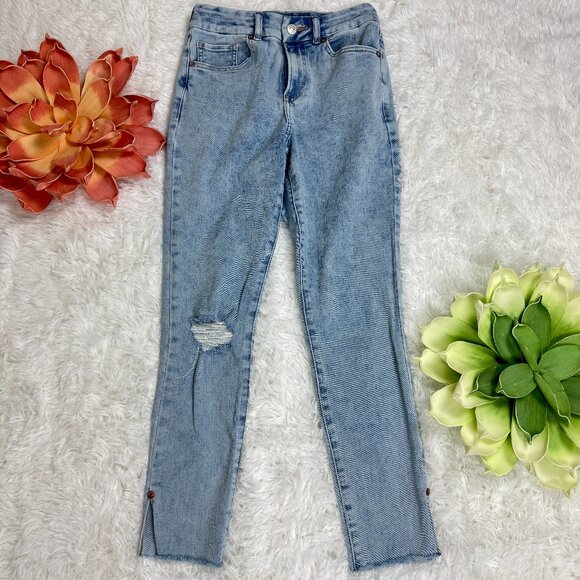 EUC EXPRESS High Rise Marbled FlexX Ripped Skinny Jeans S Petite - Picture 2 of 9